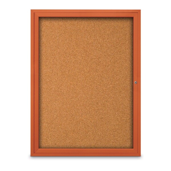 Slim Enclosed Corkboard, 18"x24", Bronze Alum Frame/Rubber